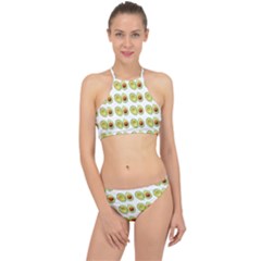 Pattern Avocado Green Fruit Racer Front Bikini Set by HermanTelo