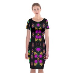 Roses As Lotus Flowers Decorative Classic Short Sleeve Midi Dress by pepitasart