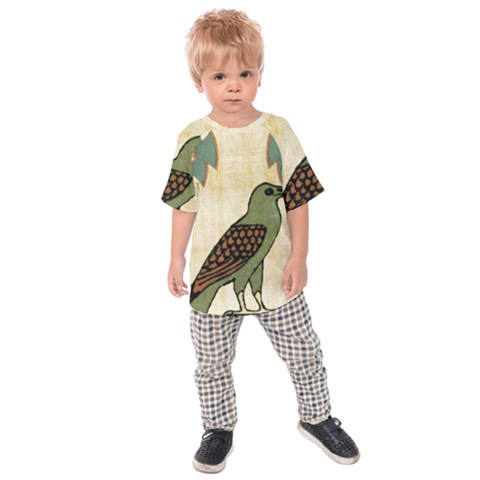 Egyptian Paper Papyrus Bird Kids  Raglan Tee by Sapixe