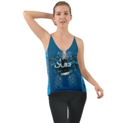 Sport, Surfboard With Water Drops Chiffon Cami by FantasyWorld7