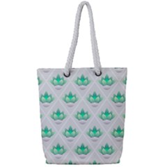 Plant Pattern Green Leaf Flora Full Print Rope Handle Tote (small) by HermanTelo