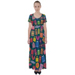 Presents Gifts Background Colorful High Waist Short Sleeve Maxi Dress by HermanTelo