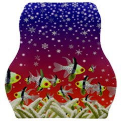 Sea Snow Christmas Coral Fish Car Seat Velour Cushion  by HermanTelo