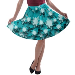 Stars Christmas Ice 3d A-line Skater Skirt by HermanTelo