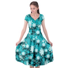 Stars Christmas Ice 3d Cap Sleeve Wrap Front Dress by HermanTelo