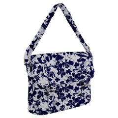 Navy & White Floral Design Buckle Messenger Bag by WensdaiAmbrose