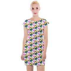 Sweet Dessert Food Cake Pattern Cap Sleeve Bodycon Dress by HermanTelo