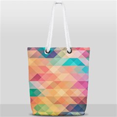 Texture Triangle Full Print Rope Handle Tote (small) by HermanTelo