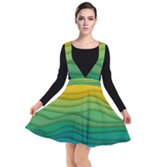 Waves Texture Plunge Pinafore Dress by HermanTelo
