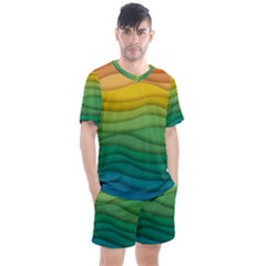 Waves Texture Men s Mesh Tee And Shorts Set