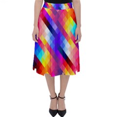 Abstract Blue Background Colorful Pattern Classic Midi Skirt by Bajindul