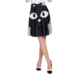 Cat Pet Cute Black Animal A-line Skirt by Bajindul