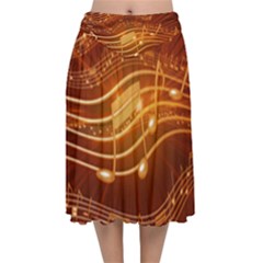 Music Notes Sound Musical Love Velvet Flared Midi Skirt by Bajindul