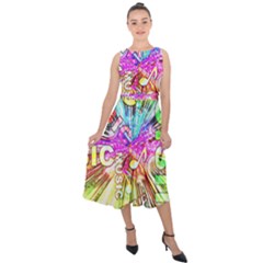 Music Abstract Sound Colorful Midi Tie-back Chiffon Dress by Bajindul