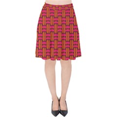 Pattern Red Background Structure Velvet High Waist Skirt by Bajindul