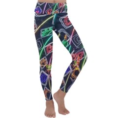 Dragon Lights Kids  Lightweight Velour Classic Yoga Leggings by Riverwoman