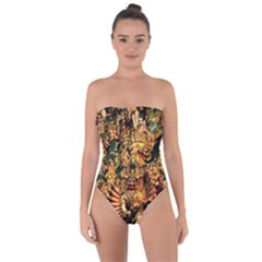 Sculpture Art Temple Tower Tie Back One Piece Swimsuit by Pakrebo