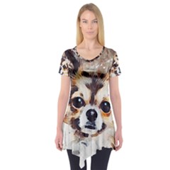 Chihuahua Dog Cute Pets Small Short Sleeve Tunic  by Pakrebo