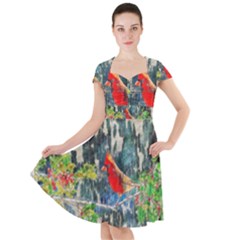 Texture Art Decoration Abstract Bird Nature Cap Sleeve Midi Dress by Pakrebo