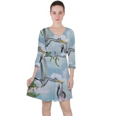 Funny Stork With Creepy Snake Baby Ruffle Dress by FantasyWorld7