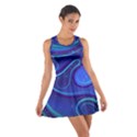 Wavy Abstract Blue Cotton Racerback Dress View1