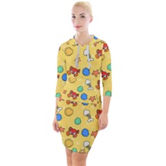 Crabs Pattern Quarter Sleeve Hood Bodycon Dress by Valentinaart