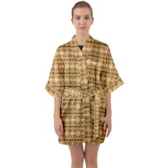 Cute Flowers Pattern Yellow Quarter Sleeve Kimono Robe by BrightVibesDesign