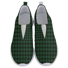 Argyle Dark Green Brown Pattern No Lace Lightweight Shoes by BrightVibesDesign