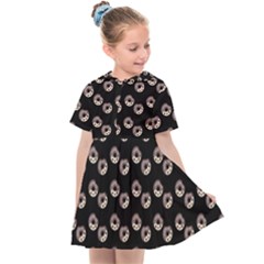 Kawaii Dougnut Black Pattern Kids  Sailor Dress by snowwhitegirl