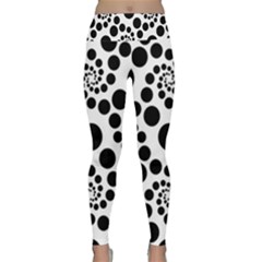 Dot Dots Round Black And White Lightweight Velour Classic Yoga Leggings by Nexatart