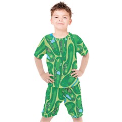 Golf Course Par Golf Course Green Copy Kids  Tee And Shorts Set by Nexatart