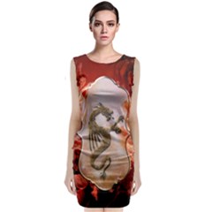 Wonderful Chinese Dragon With Flowers On The Background Classic Sleeveless Midi Dress by FantasyWorld7