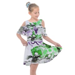 Horse Animal World Green Kids  Shoulder Cutout Chiffon Dress by BangZart