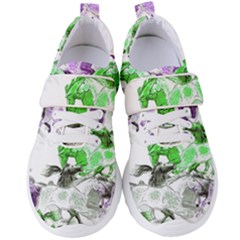 Horse Animal World Green Women s Velcro Strap Shoes by BangZart