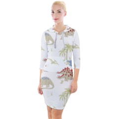 Dinosaur Animal Art Pattern Quarter Sleeve Hood Bodycon Dress by BangZart