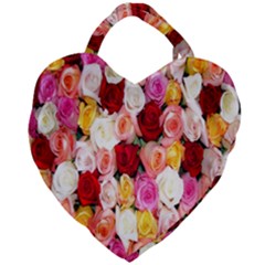 Roses Color Beautiful Flowers Giant Heart Shaped Tote by BangZart