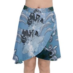 Surfboard With Dolphin Chiffon Wrap Front Skirt by FantasyWorld7