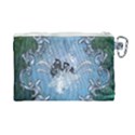 Surfboard With Dolphin Canvas Cosmetic Bag (Large) View2