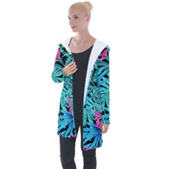 Leaves  Longline Hooded Cardigan by Sobalvarro