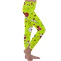 Valentin s Day Love Hearts Pattern Red Pink Green Kids  Lightweight Velour Classic Yoga Leggings View3