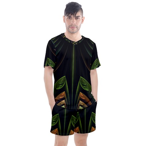 Fractal Texture Pattern Flame Men s Mesh Tee And Shorts Set by Pakrebo