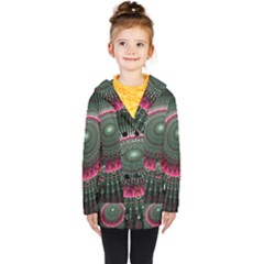 Fractal Circle Fantasy Texture Kids  Double Breasted Button Coat by Pakrebo