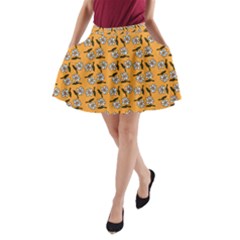 Daisy Orange A-line Pocket Skirt by snowwhitegirl