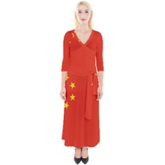 China Flag Quarter Sleeve Wrap Maxi Dress by FlagGallery