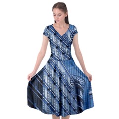 Abstract Architecture Azure Cap Sleeve Wrap Front Dress by Pakrebo