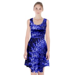 Rich Blue Digital Abstract Racerback Midi Dress by Pakrebo