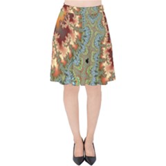 Fractal Rendering Pattern Abstract Velvet High Waist Skirt by Pakrebo