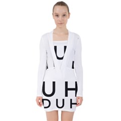 Uh Duh V-neck Bodycon Long Sleeve Dress by FattysMerch