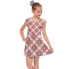 Pattern Flowers Flower Pattern Kids  Cap Sleeve Dress by Pakrebo