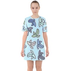 Bananas Repetition Repeat Pattern Sixties Short Sleeve Mini Dress by Pakrebo